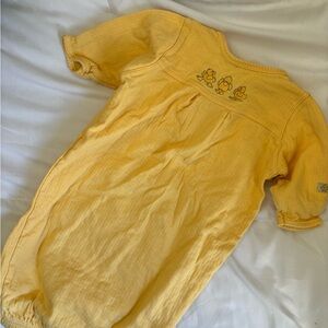Yellow Baby Romper with Duck Embroidery